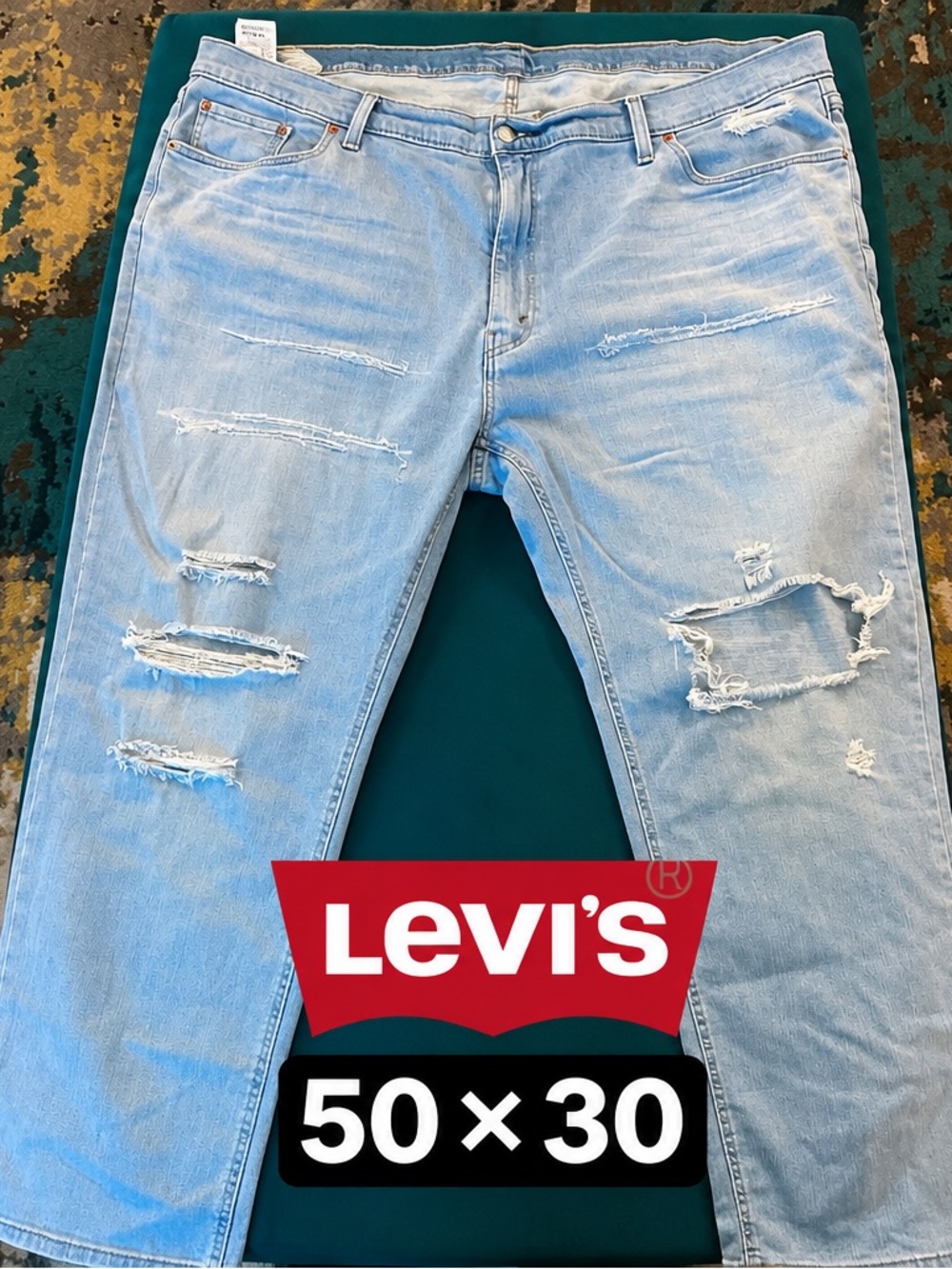 Levi's 541 Athletic Taper Distressed Jeans in Blue Waist 50 x 30
